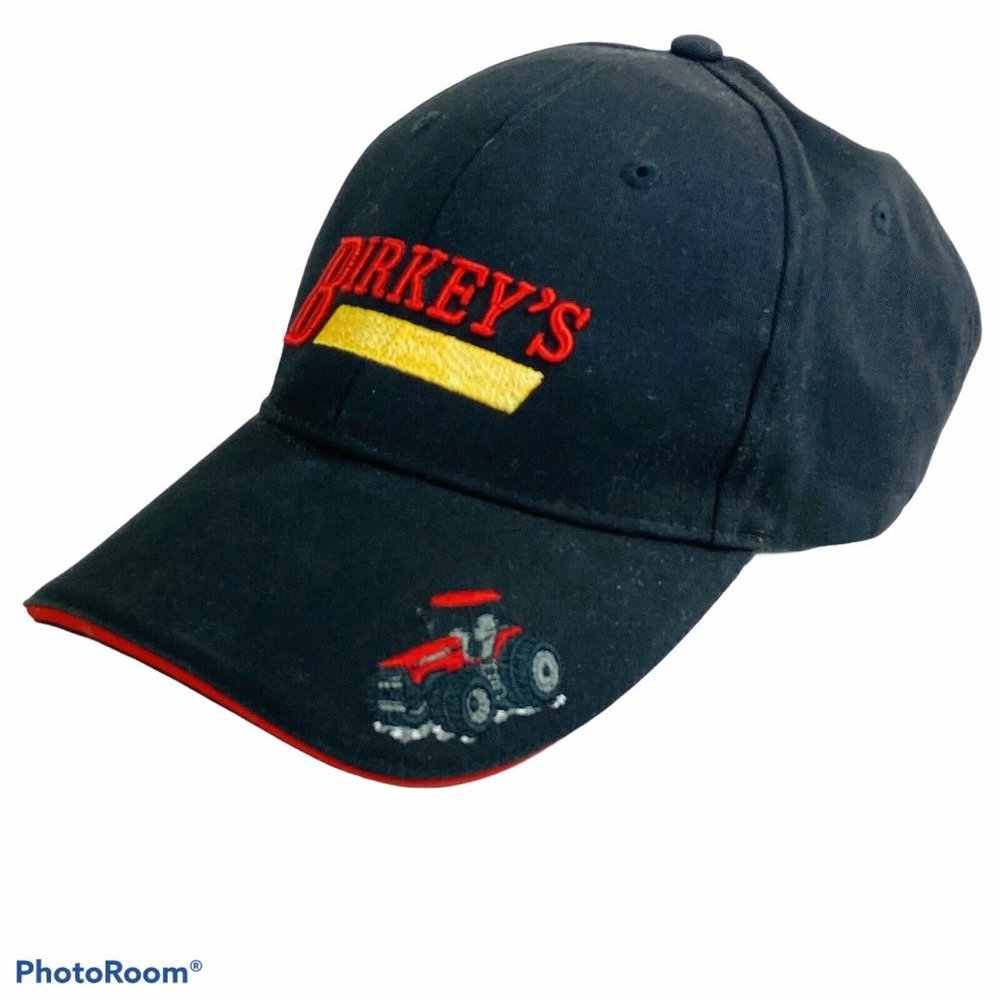 Case IH Tractor Birkey's Adjustable Strapback Cap Hat Farmer Black Red